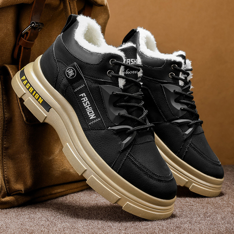 Botas de algodón para hombres de invierno, nuevos tipos de terciopelo extra grueso, calentamiento antifrío y desgaste, zapatos de algodón para hombres