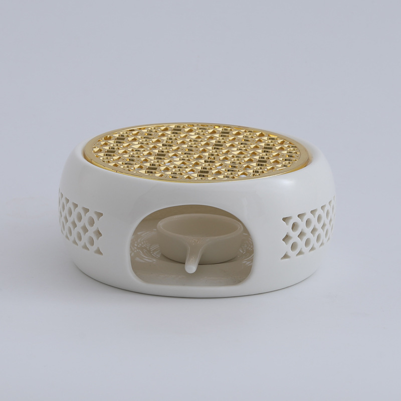 Calentador de té con diseño de horno hueco que cambia de color, calentador de velas para restaurantes, hoteles y uso doméstico, tetera aislada con forma de flor, calentador de té esmaltado en horno.