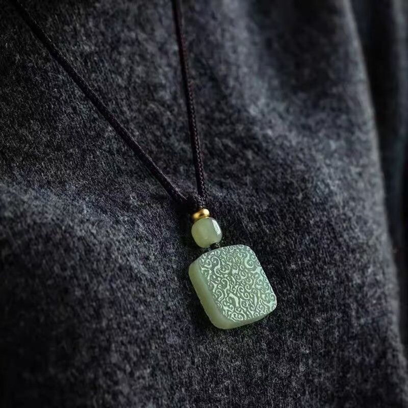 Natural Hetian Jade Xiangyun Wuxi Pendant Jade Pendant Pendant Men's and Women's Couple Necklace Gift