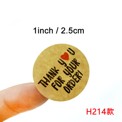 Original color kraft paper self-adhesive sealing sticker packaging decoration handwritten sticker round thank you roll baking label