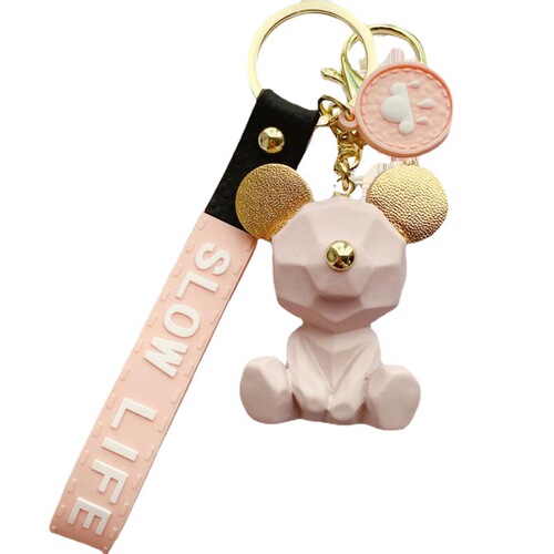 Creative Resin Car Keychain, Side View Big-Eared Bear Key Holder, Couple's Backpack Hook Decor, Festival Gift, Wholesale
