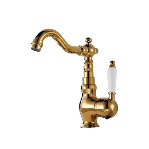 French all-copper retro faucet kitchen home bathroom cabinet washbasin hot and cold splash-proof faucet gold