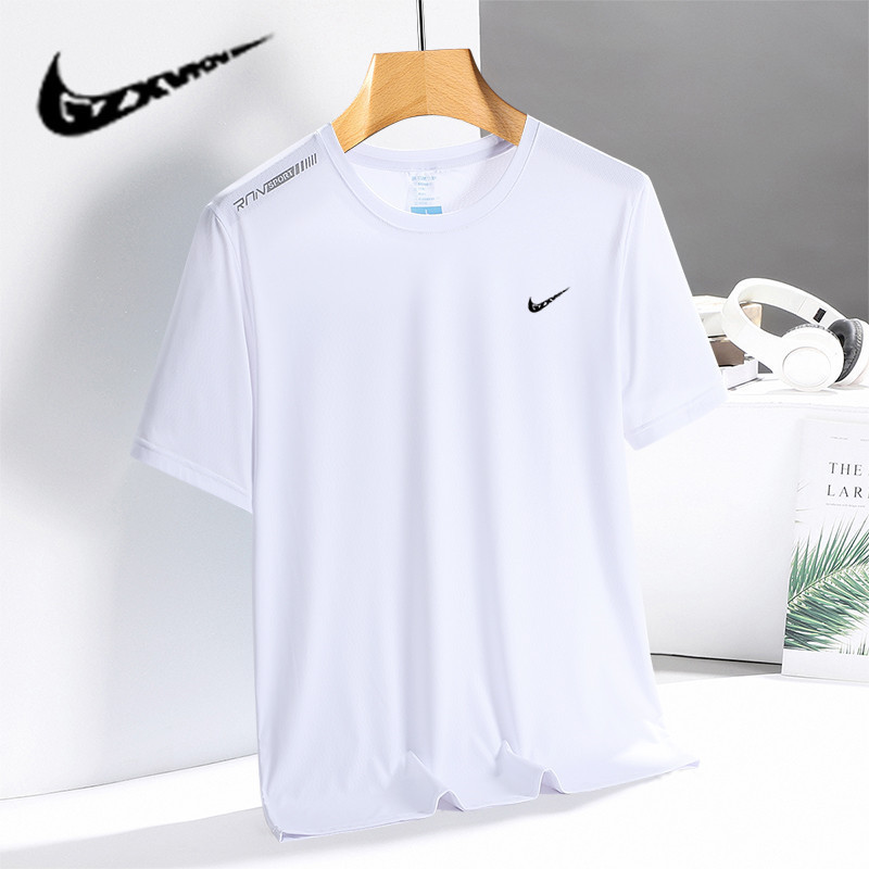 Summer Ice Silk Short-Sleeved Quick-Drying T-Shirt Men's Outdoor Sports Running Half-Sleeved Breathable Quick-Drying Clothing Couple Custom Printed Logo