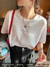 冰丝短袖t恤女士装2025夏季新薄款感白色宽松好看小上衣