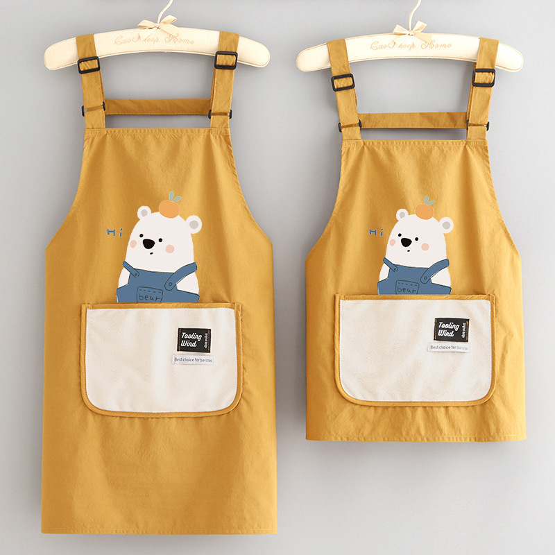 新型ファッションかわいい防水エプロン家庭用キッチン料理ウエスト花屋飲食専用作業服印字|undefined