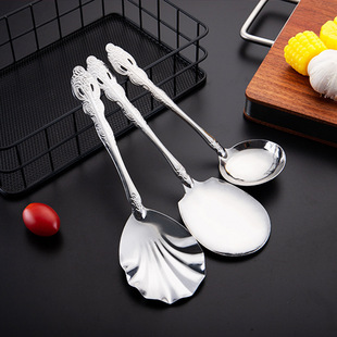 Factory direct 410 stainless steel kitchen three-piece tableware shellfish spoon stainless steel spoon spoon household vegetable spoon