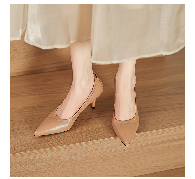 Giày cao gót nữ mũi nhọn gót 5–7 cm da mềm công sở — Nâu caramel 5cm, Đen 5cm, Nâu caramel 7cm, Màu nude 5cm chi tiết 18