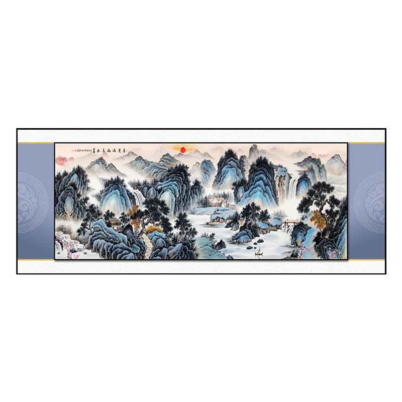 Pintura de paisaje, pintura colgante para sala de estar, nuevo estilo chino, oficina, estudio, cartel de seda, sofá, Fondo de pared, mural de pintura grande