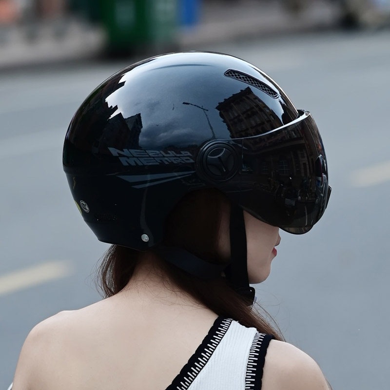 Dual-lens electric vehicle helmet, C national standard certified half helmet for motorcycles and electric scooters, sun-protective, stylish and cool summer hat for men and women, new