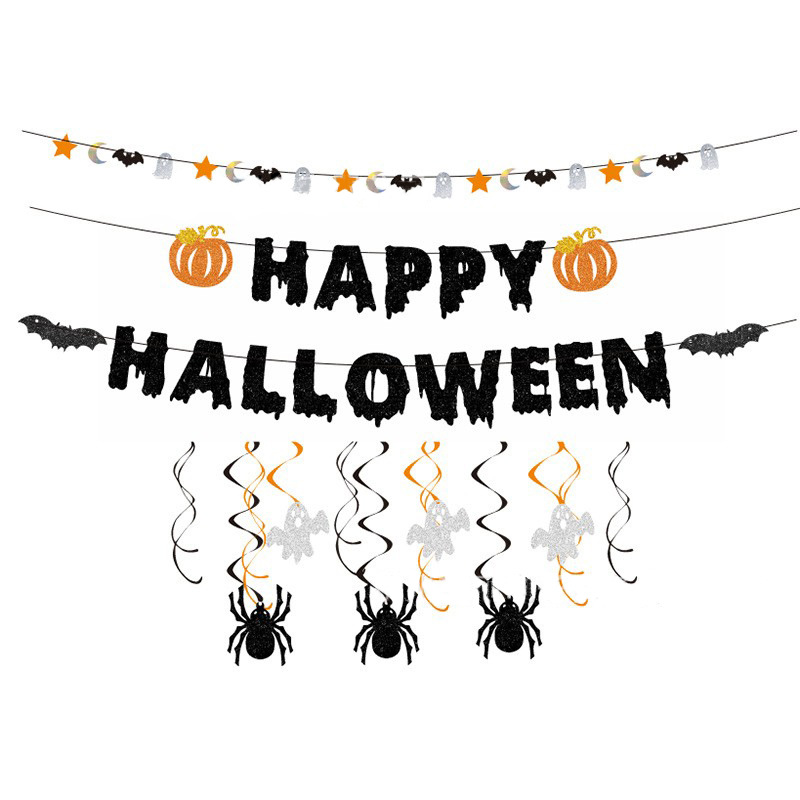 Halloween decoración fiesta tirar bandera feliz Halloween Casa Encantada chimenea decoración cartas