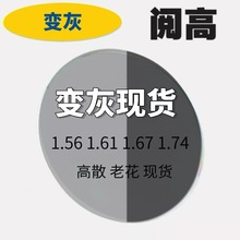 现货变色变灰基变旋涂膜变高散老花近视MR-8 1.67 1.74防蓝光