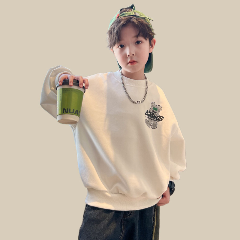 Jongensmerk hoodie voor lente 2024 nieuwe collectie, top, mid size kinder herfst basis shirt, stijlvol en trendy_voghion.com