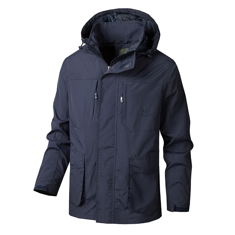 Jacket Spring Autumn Thin Outdoor Sports Multi-Pocket Men's Casual Loose Windproof Workwear Coat_voghion.com