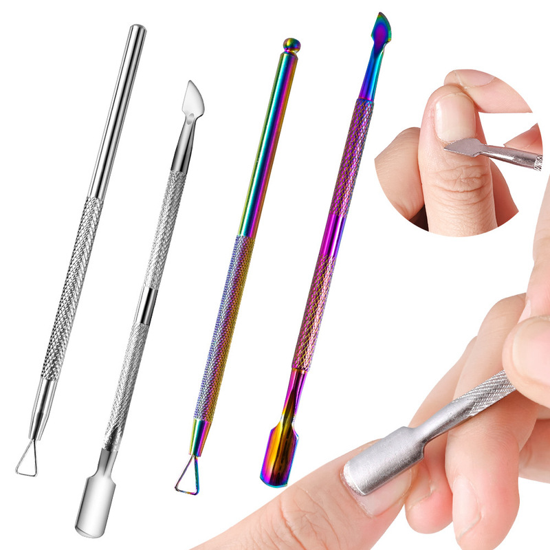 4 Double-Headed Nail Art Steel Pushers to Remove Dead Skin, Double-Headed Manicure and Nail Polish Remover Special Small Steel Pushers 4 Double-Headed Nail Art Steel Pushers to Remove Dead Skin, Double-Headed Manicure and Nail Polish Remover Special Small Steel Pushers
