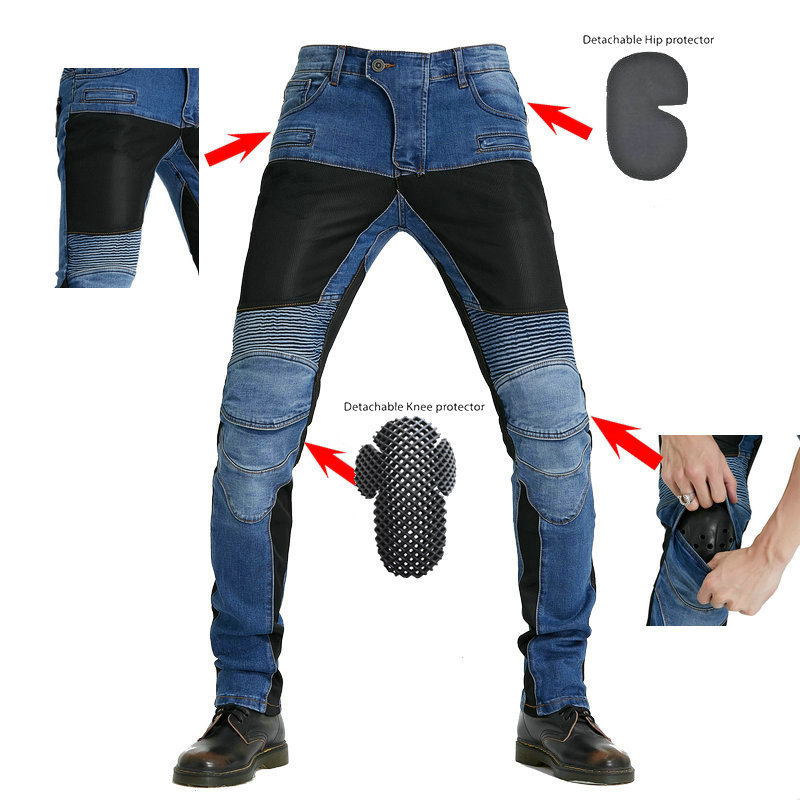 VOLERO motocicleta jeans pantalones de ciclismo para hombres y mujeres pantalones de malla de verano motocicleta pantalones anti-caída equipo de protección estándar