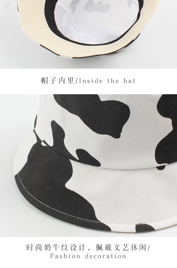 Cow Pattern Retro Leisure Fisherman Hat display picture 10