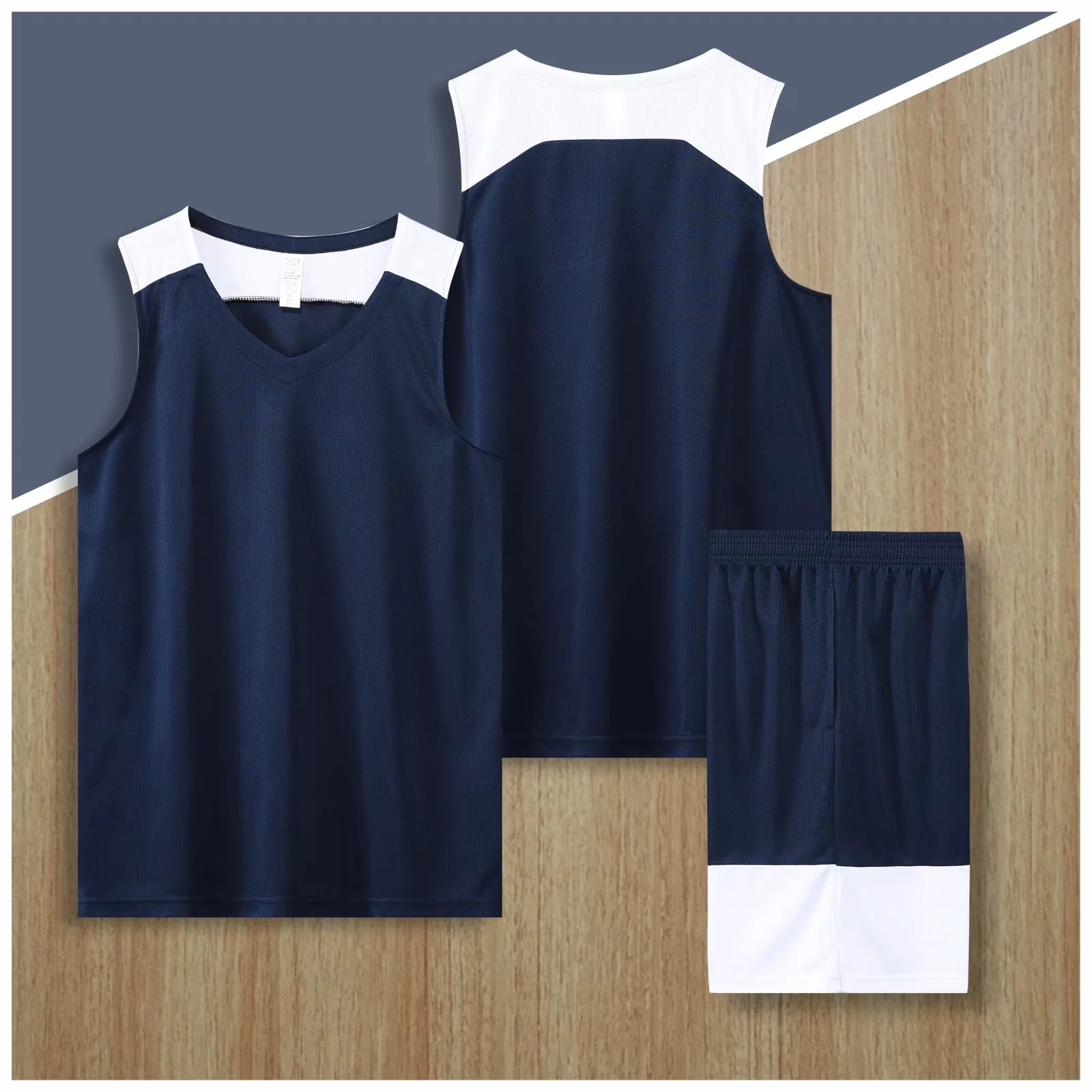 High-resistant men's adult color matching basketball suit light version student jersey vest logo print