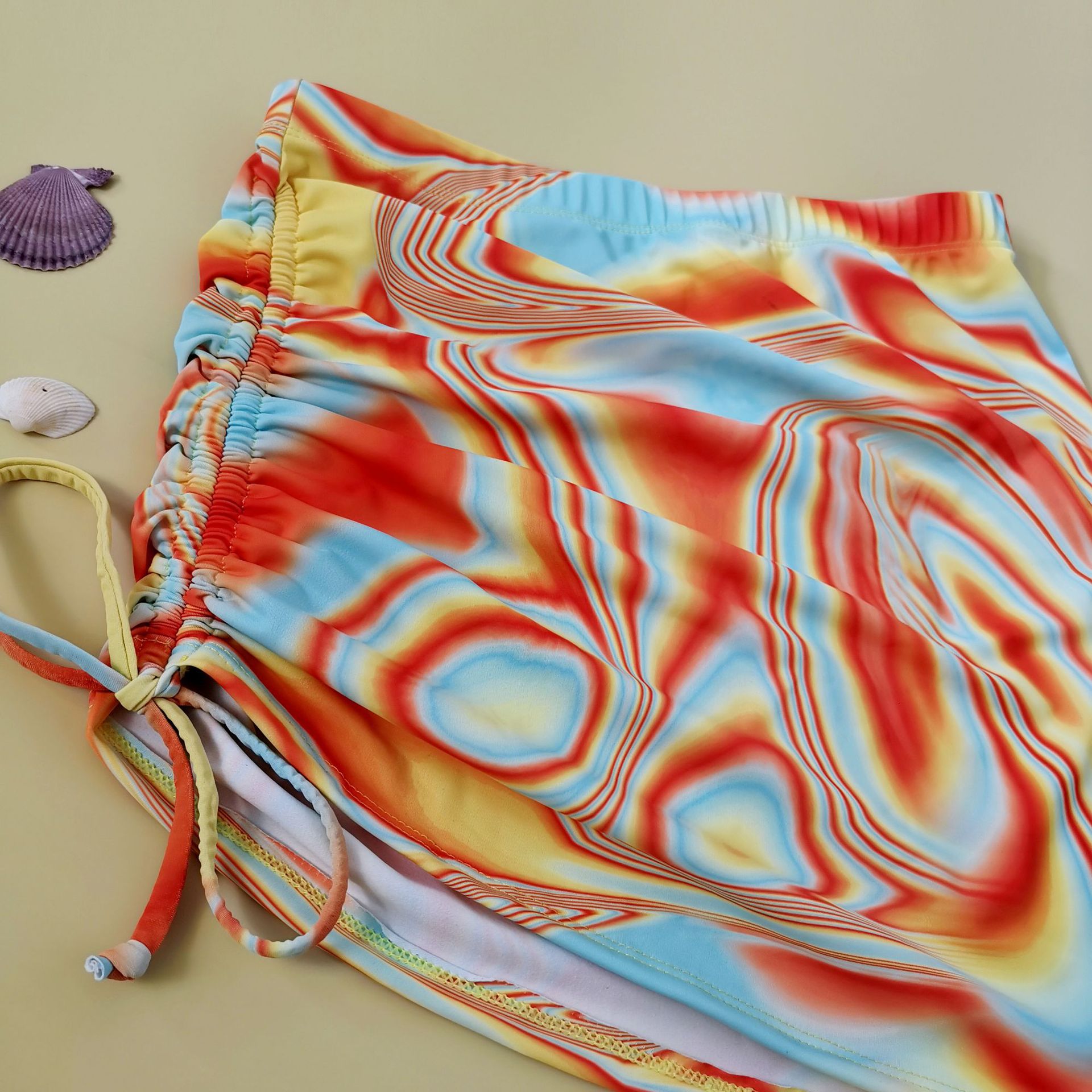 Color Corrugated Printed Drawstring Sexy Swimsuit - Swimsuits - Uniqistic.com