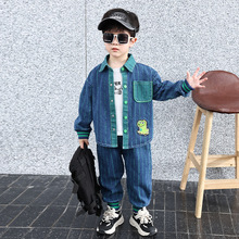 童装男童秋季套装2025新款儿童条纹牛仔衣服时髦宝宝春秋装两件套