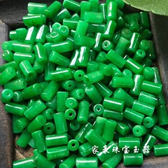 翡翠乾青直筒玉珠珠祖母緑竹節路通翠緑散珠diyブレスレットネックレスストラップ