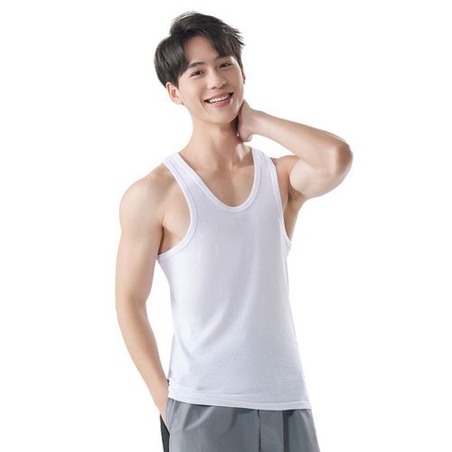 Men's Pure Cotton V-Neck T-Shirt 1:1 Fine Ribbed Elastic White T-Shirt 40 Denier Men's Sports Base Layer Shirt