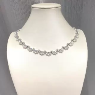 天然淡水珍珠项链女轻奢手工编织珍珠首饰闪锆珍珠锁骨链饰品批发