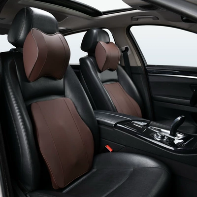 Headrest, Driving Pillow - cost-effective-leather-headrest-lumbar-support-gentleman-coffee-color