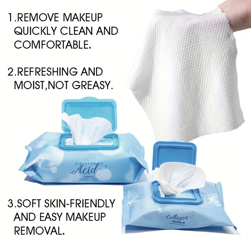 USHAS transfronterizo en stock 30/60 removedor de maquillaje desechable toallitas de limpieza facial