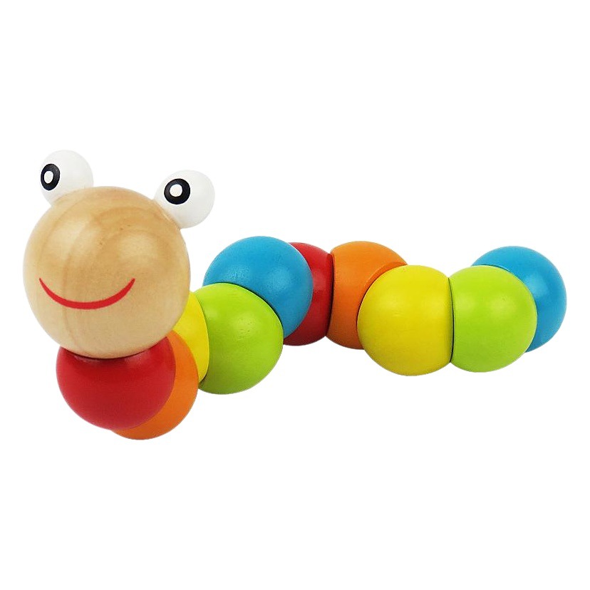Simulación de juguetes educativos para niños de madera torcida Caterpillar