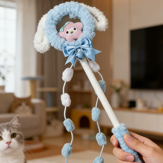 阿狸猫逗猫棒魔法逗猫棒蓝色大耳猫玩具自嗨解闷长杆耐咬逗猫神器