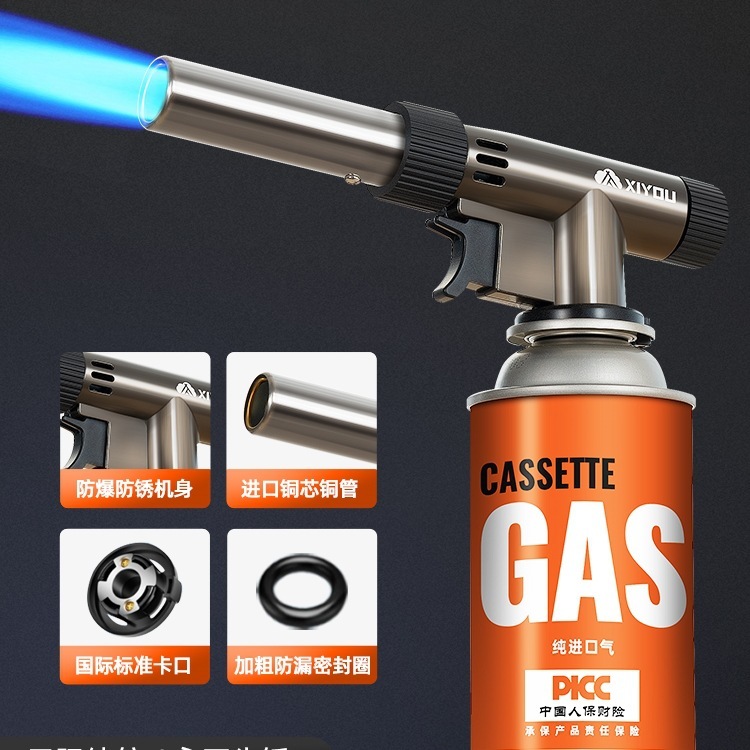 スプレーガン、火炎ベーキングガン、豚毛カセットガスタンク、家庭用点火スプレーガン、手持ち火炎放射器、ベーキングガンヘッド|undefined