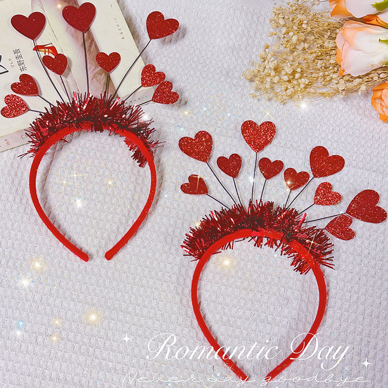Yiwu accesorios para el cabello de Europa y América ins moda diadema fiesta tocado Día de San Valentín rojo lentejuelas encantadora diadema