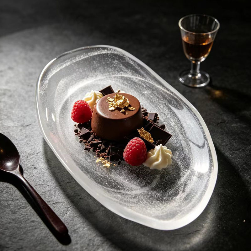 Cross-border export Japanese-style glass bubble plate oval dessert dish home creative fruit plate light luxury trendy snack plate Cross-border export Japanese-style glass bubble plate oval dessert dish home creative fruit plate light luxury trendy snack plate