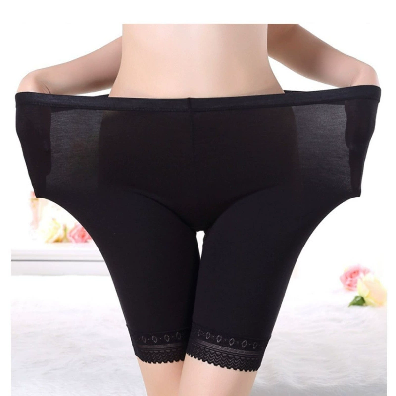 Женские дышащие антибактериальные модальные шорты больших размеров 100kg с контролем живота, подтягивающие ягодицы, антибактериальные кружевные защитные шорты в промежности