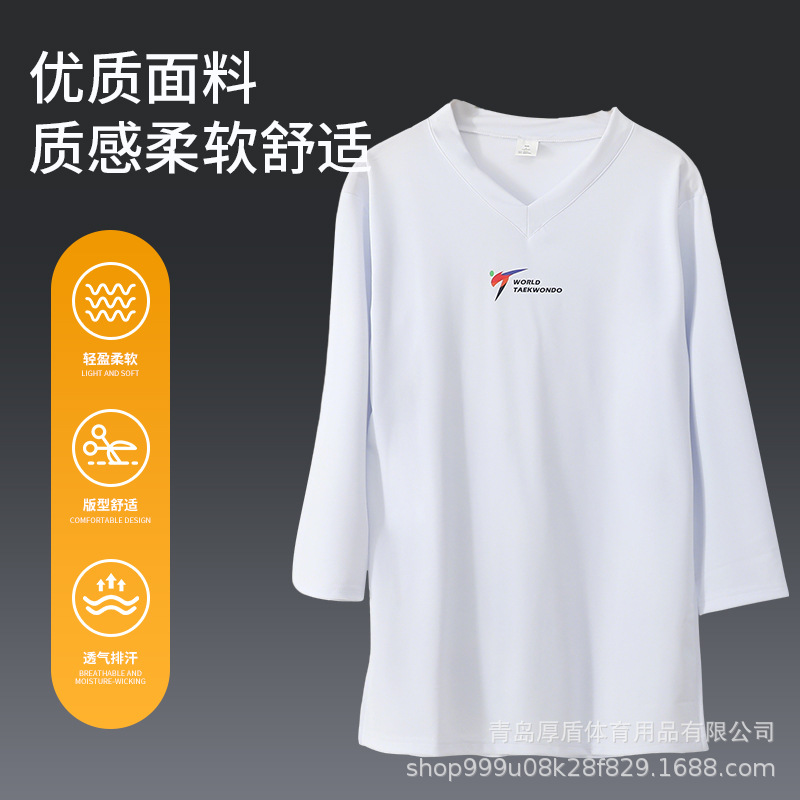 Cross-Border Summer Thin Quick-Drying Slim-Fit Stretchy Taekwondo Uniform Set, Taekwondo Uniform with Customizable Logo, Taekwondo Training Uniform