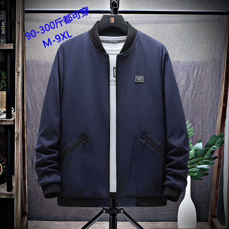 Chaqueta para hombre primavera y otoño nuevo cuello alto tendencia gordo más gordo talla grande suelta casual chaqueta superior de todo fósforo