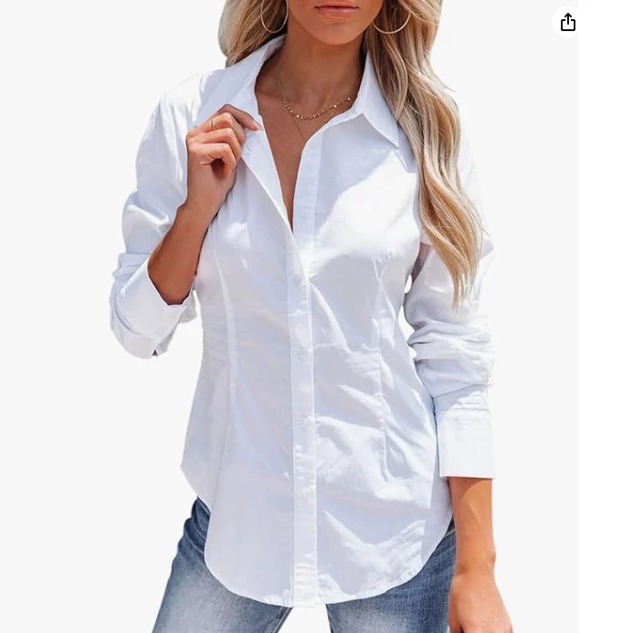 Women's Button-Down Shirt, Long-Sleeve Dress Shirt, Wrinkle-Free, Collared, Office Work Solid Color Shirt, Corset Women's Button-Down Shirt, Long-Sleeve Dress Shirt, Wrinkle-Free, Collared, Office Work Solid Color Shirt, Corset