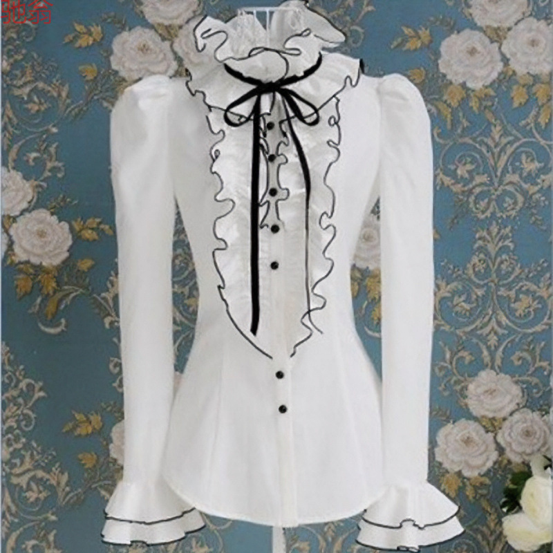 Y9Z White Shirt Women's Spring and Autumn Top Base Shirt Inner Wearing Outer Wearing Foreign Style Young French Court Style fleece-lined