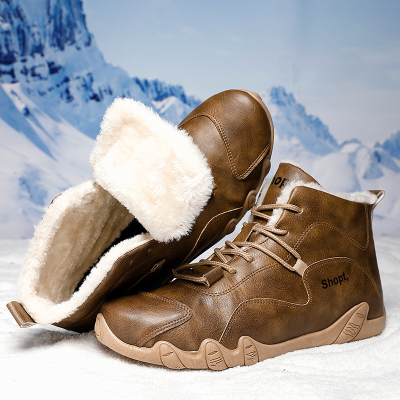 Uomo con pile invernale e scarpe alte, stivali caldi alla moda per giovani celebrità di Internet, versione coreana, Instagram_voghion.com