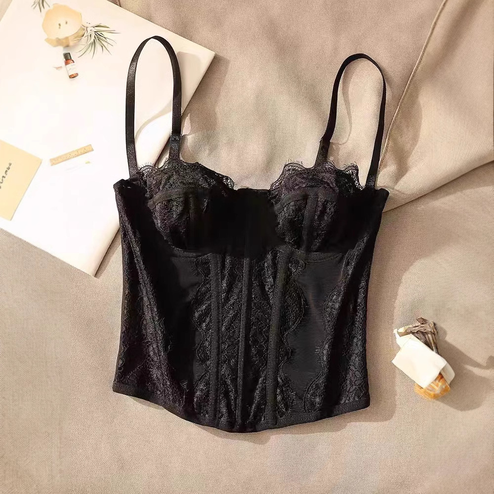 Europa y Estados Unidos chaleco de cinturón pequeño se reúnen corsés sexy delgado de encaje de pecho para vestir ropa interior