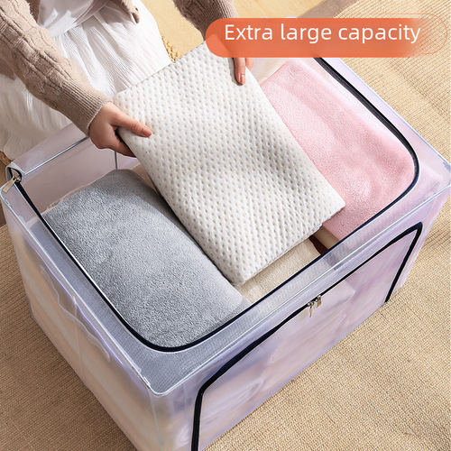 PVC Waterproof Storage Box, Moisture-Proof Organizing Box, Clear Transparent Steel Frame Storage Box, Foldable Storage Box
