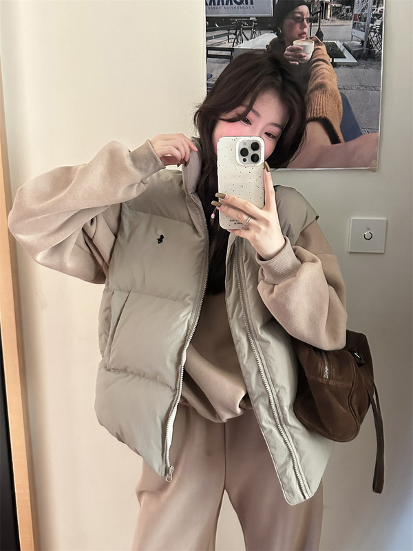 韩系时尚百搭棉服马甲女冬季新款ins叠穿坎肩立领背心外套上衣女|undefined