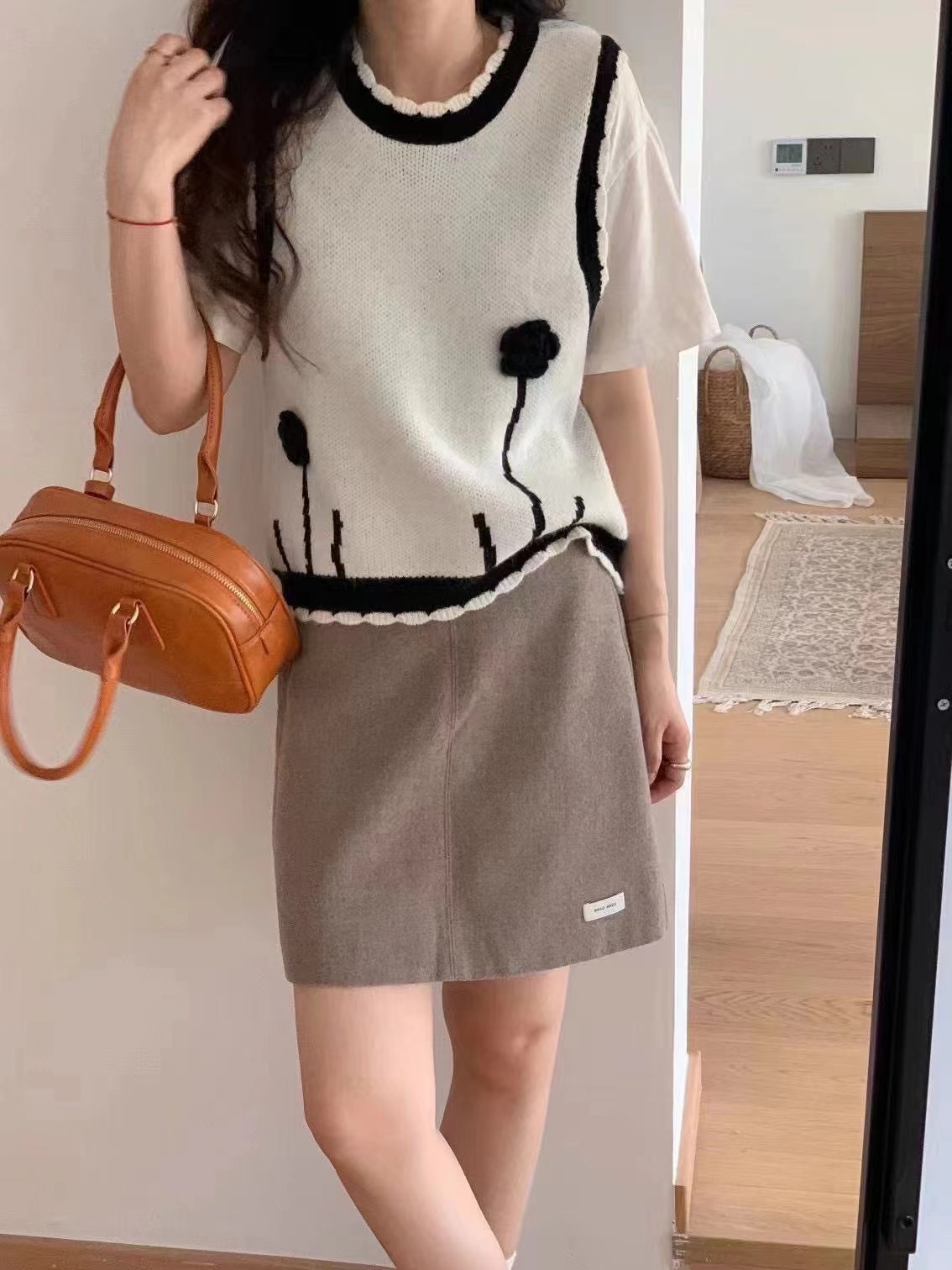24 invierno Puyuan solo flor tridimensional de moda chaleco de punto de moda pequeño image 4