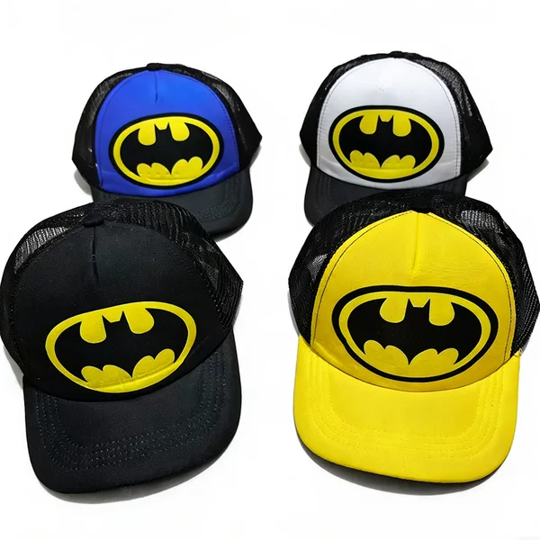 Cross-Border Mesh Hat Summer Cartoon Batman Print Baseball Cap Sun Protection Breathable Mesh Children's Peaked Hat