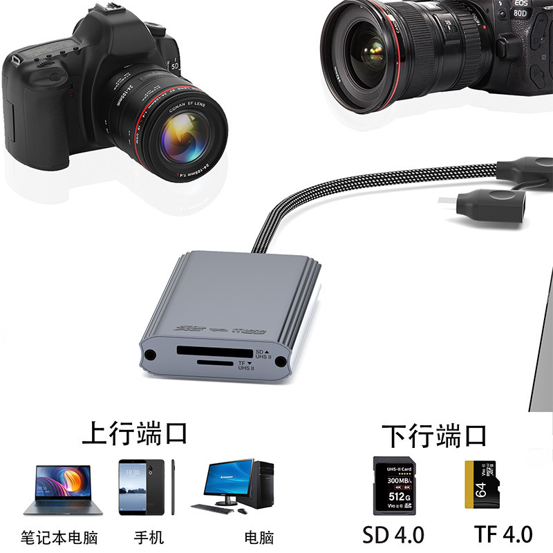 SD/TF4.0 メモリカード高速カードリーダー USB UHS-II デュアルディスク転送読み取りツーインワンカードリーダー|undefined