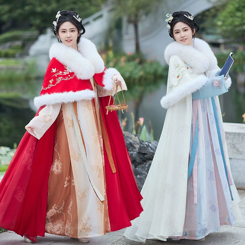Новый Hanfu женский плащ оригинальный плащ ежедневный сказочный весенний и осенний пальто плюс бархатный толстый большой меховый воротник плащ пальто