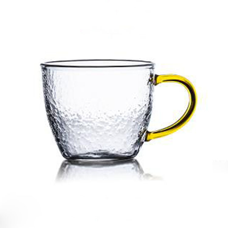 Patrón de martillo de vidrio borosilicato para el hogar taza de té pequeña taza de té con mango taza de té de Kung Fu juego de té sola taza pequeña taza de té