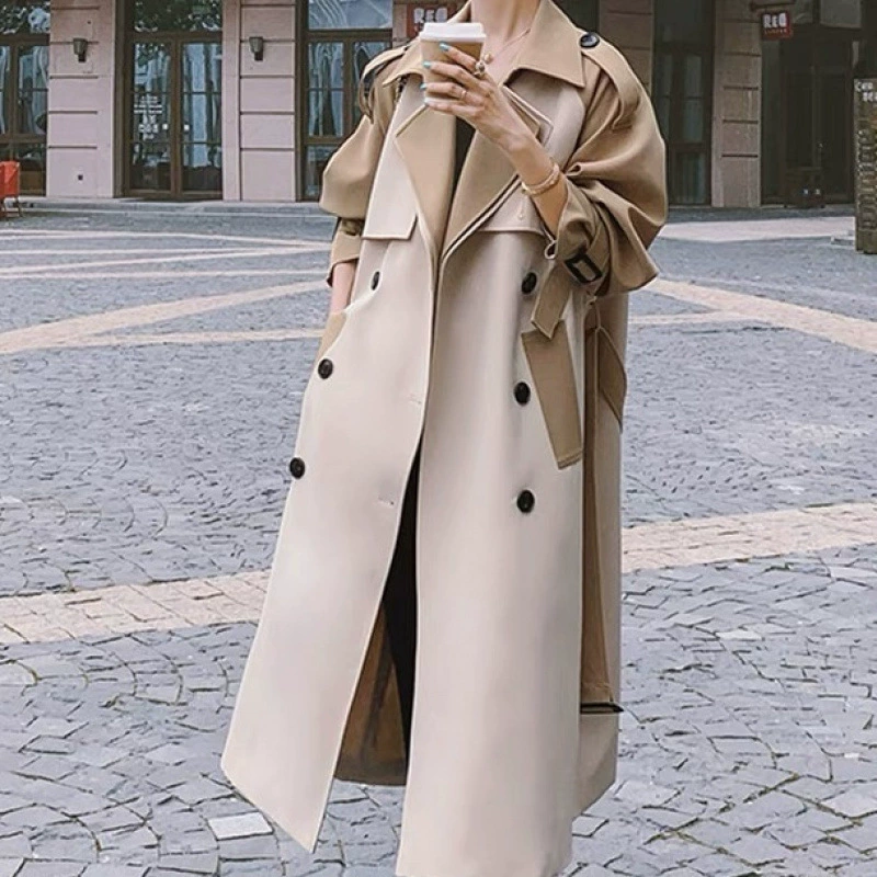 Fashionable long trench coat, mid-length, autumn, 2025 years, high-end