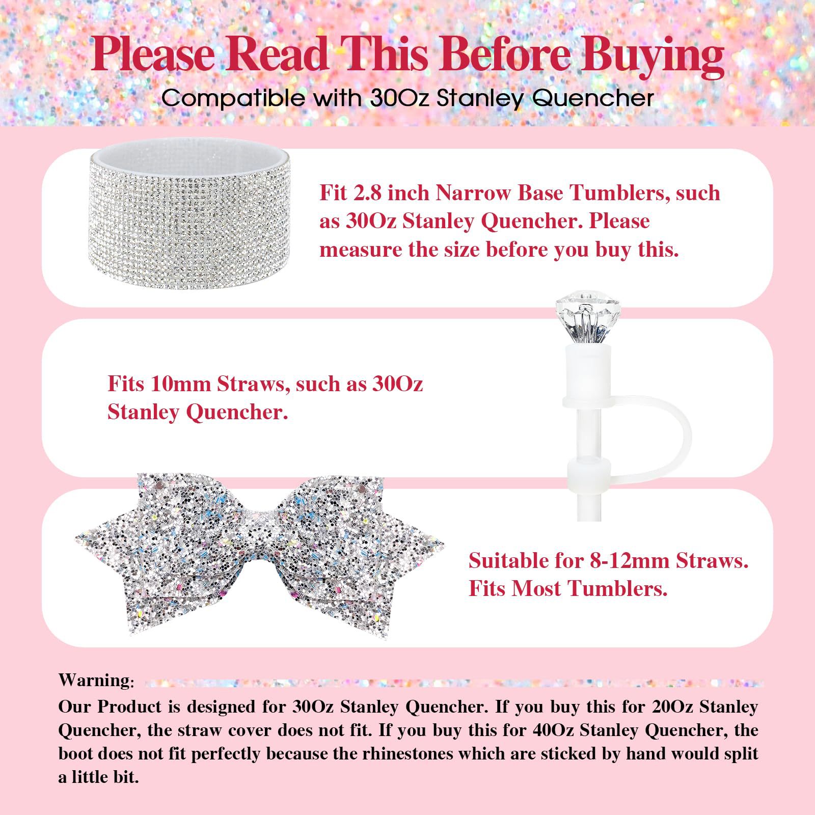 Straw, Cup Sleeves Kitchen and drinking utensils Glam Letter Bow Knot Silica Gel Straw Cup Sleeves 1 Set