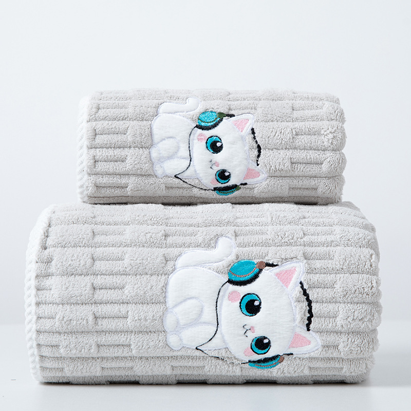 Juego de Toallas con Bordado de Terciopelo de Coral, Absorbente y Suave, para Baño
